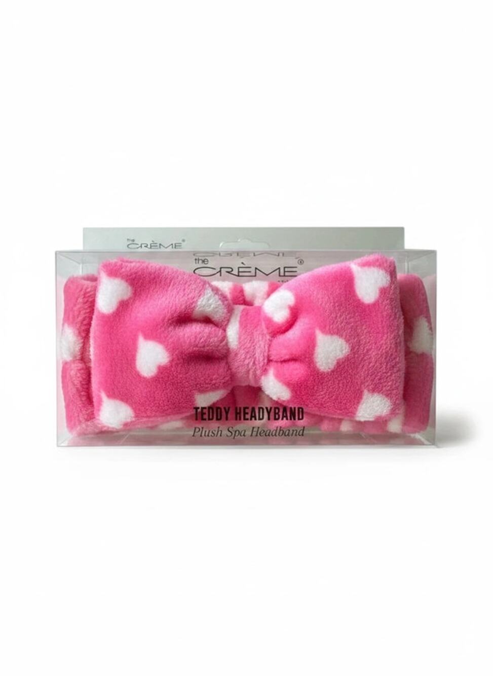 The Crème Shop Plush Teddy Spa Headband NWT Pink Heart Bow Korean Aesthetic